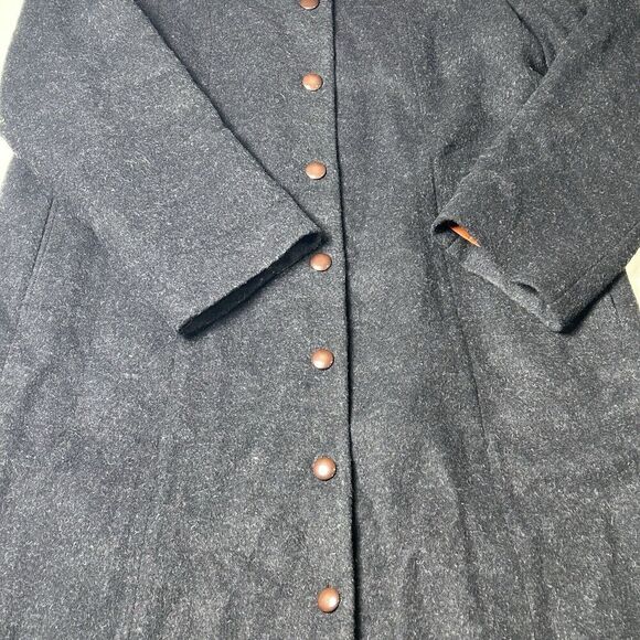 VINTAGE 80s J.G. HOOK Grey Warm Long Length Winter Retro Trench Coat Size 14 - Picture 3 of 7